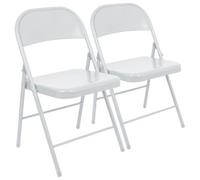 Harbour Housewares Metal Folding Chairs - Matt White - Pack Of 2