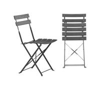 Harbour Housewares Metal Folding Patio Bistro Chairs - Grey - Pack Of 2