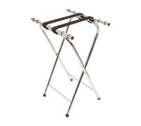 Harbour Housewares Metal Folding Serving Tray Stand - Chrome - Portable Folding Tray Table Base For Kitchen Dining & Entertaining