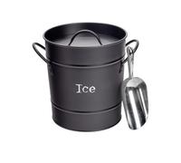 Harbour Housewares Metal Ice Bucket With Scoop And Lid - Black - 4.5L Insulated Cold Drinks Cooler Bucket Container With Lid