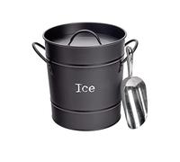 Harbour Housewares Metal Ice Bucket with Scoop and Lid - Black - 4.5L Insulated Cold Drinks Cooler Bucket Container with Lid & Handles for Home, Bar, Restaurant, Outdoor, BBQ, Parties