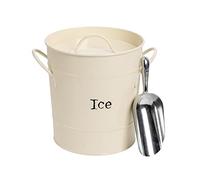 Harbour Housewares Metal Ice Bucket with Scoop and Lid - Cream - 4.5L Insulated Cold Drinks Cooler Bucket Container with Lid & Handles for Home, Bar, Restaurant, Outdoor, BBQ, Parties