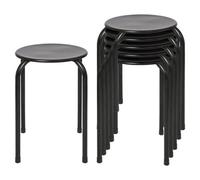 Harbour Housewares Metal Stacking Stools - Matt Black - Pack Of 6