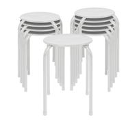 Harbour Housewares Metal Stacking Stools - Matt White - Pack Of 10