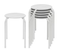 Harbour Housewares Metal Stacking Stools - Matt White - Pack Of 6