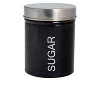 Harbour Housewares Metal Sugar Storage Canister - Black - 1x Round Retro Food Storage Canister Sugar Caddy Food Preservation Container Tin with Airtight Fit Lid for Kitchen Organisation & Home Décor