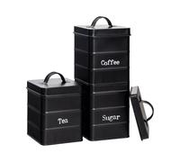 Vintage Metal Kitchen Tea Coffee Sugar Canisters Harbour Housewares Black One Size