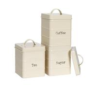 Vintage Metal Kitchen Tea Coffee Sugar Canisters Harbour Housewares Beige One Size