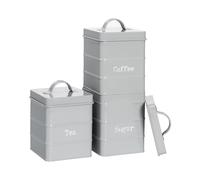 Vintage Metal Kitchen Tea Coffee Sugar Canisters Harbour Housewares Grey One Size