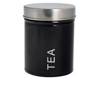 Harbour Housewares Metal Tea Storage Canister - Black - 1x Round Retro Food Storage Canister Tea Bag Caddy Food Preservation Container Tin with Airtight Fit Lid for Kitchen Organisation & Home Décor
