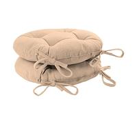 Harbour Housewares Natural Seat Pads for Dining Chairs - 40 x 40cm - Pack of 2 - Round Garden Seat Cushions with Ties Soft Padded Pillow Indoor Kitchen Cushion Outdoor Patio Garden Chair Pads