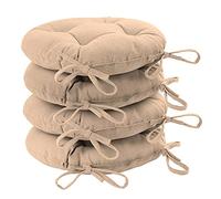 Harbour Housewares Natural Seat Pads for Dining Chairs - 40 x 40cm - Pack of 4 - Round Garden Seat Cushions with Ties Soft Padded Pillow Indoor Kitchen Cushion Outdoor Patio Garden Chair Pads