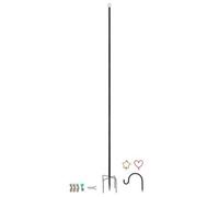 Harbour Housewares Outdoor Festoon Pole with Interchangeable Heads - 0.6-2.5M - Black - 1x Tall Heavy-Duty Shepherds Hook Garden Pole Hooks Stand for Bird Feeder, Hanging Baskets, String Lights