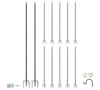 Harbour Housewares Outdoor Festoon Poles with Interchangeable Heads - 0.6-2.5M - Black - 12x Tall Heavy-Duty Shepherds Hook Garden Pole Hooks Stand for Bird Feeder, Hanging Baskets, String Lights