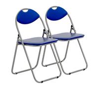 Harbour Housewares Padded Folding Chairs - Blue/silver - Pack Of 2