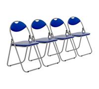 Harbour Housewares Padded Folding Chairs - Blue/silver - Pack Of 4