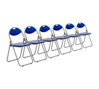 Harbour Housewares Padded Folding Chairs - Blue/silver - Pack Of 6