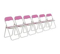 Harbour Housewares Padded Folding Chairs - Pink Stripe - Pack of 6 | Heavy-Duty Tubular Steel Frame, 114kg Maximum Capacity, Easy-Clean PVC Upholstery, Compact Storage, Supportive Seating