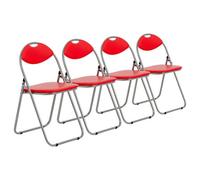Harbour Housewares Padded Folding Chairs - Red/silver - Pack Of 4