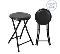 Harbour Housewares Padded Folding Stools Pack of 2 in Black Harbour Housewares Black