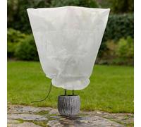 Harbour Housewares Plant Fleece Frost Protection Cover with Drawstring - 80cm x 100cm - White - 1x Horticultural Winter Wrap Cover Protector Netting Blanket for Outdoor Garden Plants, Trees, Grass