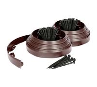 Harbour Housewares Plastic Garden Edging 20M X 4Cm Brown Lawn Border With 80 Pegs - Flexible Diy Border For Patios & Flowerbeds