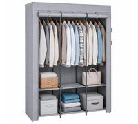 Harbour Housewares Portable Fabric Wardrobe - 130 X 45 X 167Cm - Grey
