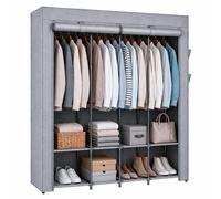 Harbour Housewares Portable Fabric Wardrobe - 170 X 45 X 167Cm - Grey