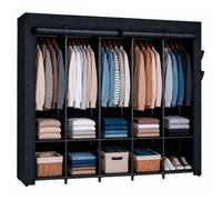 Harbour Housewares Portable Fabric Wardrobe - 211 X 45 X 167Cm - Black
