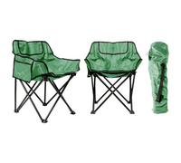 Harbour Housewares Premium Folding Camping Chairs With Pockets & Carry Bag - Green - Pack Of 2