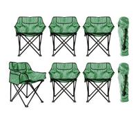 Harbour Housewares Premium Folding Camping Chairs With Pockets & Carry Bag - Green - Pack Of 6