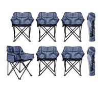 Harbour Housewares Premium Folding Camping Chairs With Pockets & Carry Bag - Navy - Pack Of 6