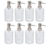 Harbour Housewares Prism Glass Soap Dispensers Pack of 8-330ml Diamond-Cut Refillable Bottles with Chrome Pumps - Bathroom Accessories for Hand Wash, Lotion or Sanitiser