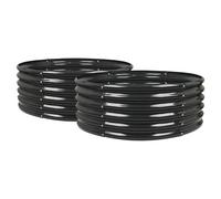 Harbour Housewares Raised Garden Bed - Anthracite - 120 x 45cm - 2x - Round - Bottomless Metal Raised Bed Galvanised Steel Planter Box for Growing Outdoor Plants, Vegetables, Flowers and Herbs