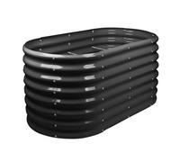 Harbour Housewares Raised Garden Bed - Anthracite - 120 x 60 x 60cm - Rounded - Bottomless Metal Raised Bed Galvanised Steel Planter Box for Growing Outdoor Plants, Vegetables, Flowers and Herbs
