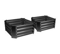 Harbour Housewares Raised Garden Bed - Black - 60 x 60cm - Pack of 2