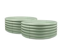 Harbour Housewares Raised Garden Bed - Green - 120 x 45cm - 2x - Round - Bottomless Metal Raised Bed Galvanised Steel Planter Box for Growing Outdoor Plants, Vegetables, Flowers and Herbs