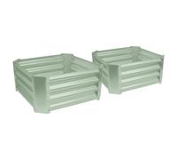 Square Galvanised Steel Raised Garden Bed - 60cm x 60cm - 2pc Harbour Housewares Green One Size