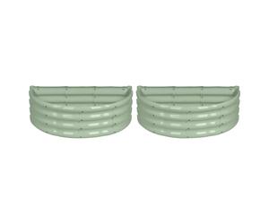 Harbour Housewares Raised Garden Bed - Green - 95 x 45cm - Semi-Circle - Pack of 2 - Bottomless Galvanised Steel Metal Planter Box for Growing Outdoor Plants, Vegetables, Flowers and Herbs