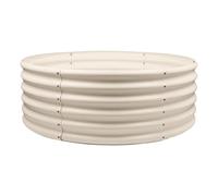 Harbour Housewares Raised Garden Bed - Ivory - 120 x 45cm - Round - Bottomless Metal Raised Bed Galvanised Steel Planter Box for Growing Outdoor Plants, Vegetables, Flowers and Herbs