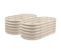 Harbour Housewares Raised Garden Bed - Ivory - 120 x 60 x 45cm - 2x - Rounded - Bottomless Metal Raised Bed Galvanised Steel Planter Box for Growing Outdoor Plants, Vegetables, Flowers and Herbs