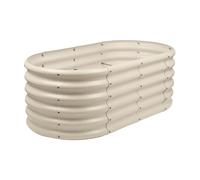 Harbour Housewares Raised Garden Bed - Ivory - 120 x 60 x 45cm - Rounded - Bottomless Metal Raised Bed Galvanised Steel Planter Box for Growing Outdoor Plants, Vegetables, Flowers and Herbs