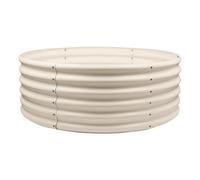 Harbour Housewares Raised Garden Bed - Ivory - 120 x 45cm - Round - Bottomless Metal Raised Bed Galvanised Steel Planter Box for Growing Outdoor Plants, Vegetables, Flowers and Herbs