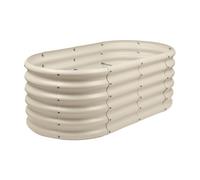Harbour Housewares Raised Garden Bed - Ivory - 120 x 60 x 45cm - Rounded - Bottomless Metal Raised Bed Galvanised Steel Planter Box for Growing Outdoor Plants, Vegetables, Flowers and Herbs