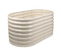 Harbour Housewares Raised Garden Bed - Ivory - 120 x 60 x 60cm - Rounded - Bottomless Metal Raised Bed Galvanised Steel Planter Box for Growing Outdoor Plants, Vegetables, Flowers and Herbs