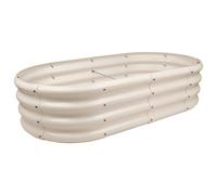 Harbour Housewares Raised Garden Bed - Ivory Rounded Bottomless Metal Raised Galvanised Steel Planter Box 120 X 60Cm