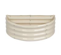 Harbour Housewares Raised Garden Bed - Ivory - 95 x 45cm - Semi-Circle - Bottomless Galvanised Steel Metal Planter Box for Growing Outdoor Plants, Vegetables, Flowers and Herbs