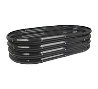 Harbour Housewares Raised Garden Bed - Rounded Bottomless Galvanised Steel Planter 120 x 60cm in Black | Size: 120 x 60 cm Harbour Housewares Black 120 x 60 cm