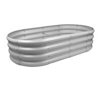 Harbour Housewares Raised Garden Bed - Rounded Bottomless Galvanised Steel Planter 120 x 60cm in Silver | Size: 120 x 60 cm Harbour Housewares Silver 120 x 60 cm