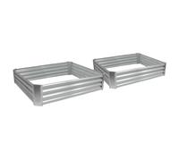 Harbour Housewares Raised Garden Beds - 2X Silver Square Bottomless Metal Raised Bed Galvanised Steel Planter Box 120 X 120Cm